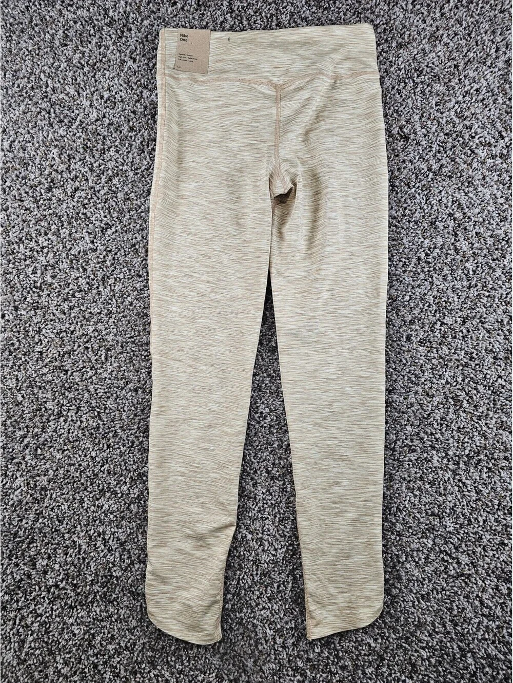 Nike Dri Fit Girls Sz L Ankle Length Athletic Leggings Beige Heathered NEW